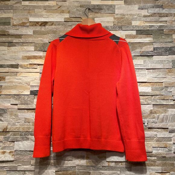 Tommy Hilfiger Argyle Cardigan Sweater | L Orange Shawl, Old Money, Crest NWOT - Picture 4 of 8